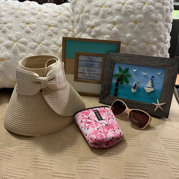 various. see listing Other - Beach Bundle! Adjustable Sun Visor, Sunglasses, JavaSok, Two Beach Pictures